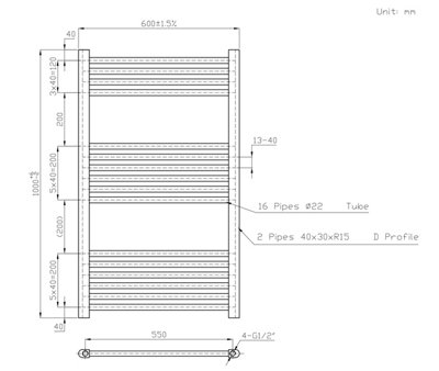 Right Radiators 1000x600 mm Straight Heated Towel Rail Radiator Bathroom Ladder Warmer White