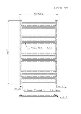 Right Radiators 1000x600 mm Vertical Straight Heated Towel Rail ...