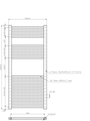 Right Radiators 1100x500 mm Vertical Straight Heated Towel Rail ...