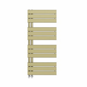 Right Radiators 1126x500 mm Designer Flat Panel Heated Towel Rail Radiator Bathroom Ladder Warmer Brushed Brass