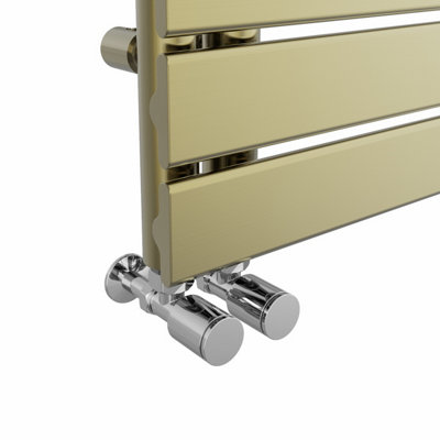 Right Radiators 1126x500 mm Designer Flat Panel Heated Towel Rail Radiator Bathroom Ladder Warmer Brushed Brass