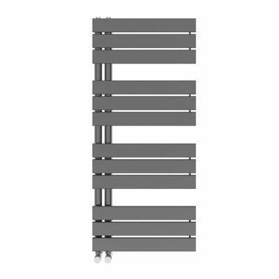 Right Radiators 1126x500 mm Designer Flat Panel Heated Towel Rail Radiator Bathroom Ladder Warmer Gunmetal