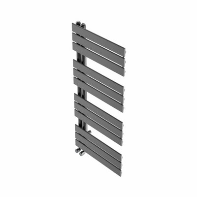 Right Radiators 1126x500 mm Designer Flat Panel Heated Towel Rail Radiator Bathroom Ladder Warmer Gunmetal