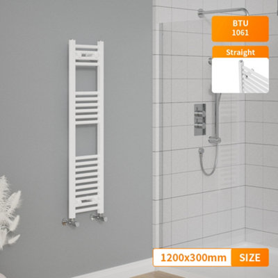 Right Radiators 1200x300 mm Straight Heated Towel Rail Radiator Bathroom Ladder Warmer White