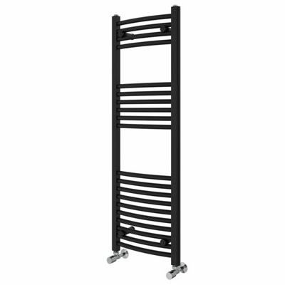 Right Radiators 1200x400 mm Curved Heated Towel Rail Radiator Bathroom Ladder Warmer Black