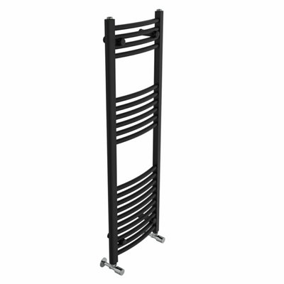 Right Radiators 1200x400 mm Curved Heated Towel Rail Radiator Bathroom Ladder Warmer Black