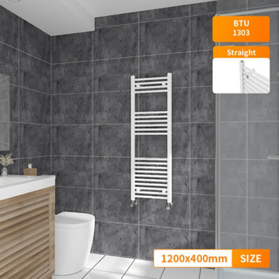 Right Radiators 1200x400 mm Straight Heated Towel Rail Radiator ...