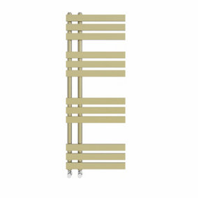 Right Radiators 1200x450 mm Designer D Shape Heated Towel Rail Radiator Bathroom Ladder Warmer Brushed Brass