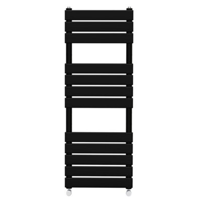 Right Radiators 1200x450 mm Flat Panel Heated Towel Rail Radiator Bathroom Ladder Warmer Black