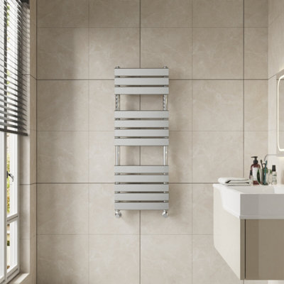 Right Radiators 1200x450 mm Flat Panel Heated Towel Rail Radiator Bathroom Ladder Warmer Chrome