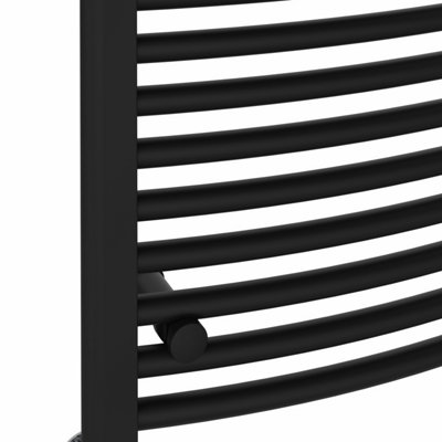 Right Radiators 1200x500 mm Curved Heated Towel Rail Radiator Bathroom Ladder Warmer Black