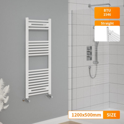 Right Radiators 1200x500 mm Straight Heated Towel Rail Radiator Bathroom Ladder Warmer White