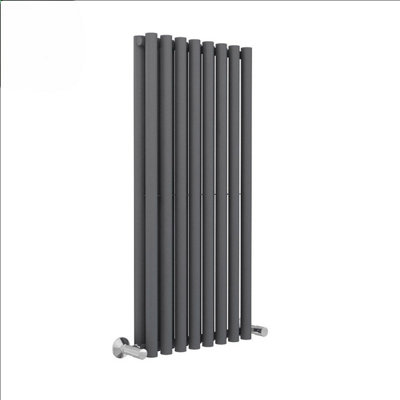 Right Radiators 1200x545 mm Double Vertical Round Column Style Designer Radiator Heated Rads Anthracite