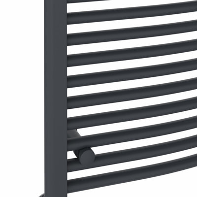 Right Radiators 1200x600 mm Curved Heated Towel Rail Radiator Bathroom Ladder Warmer Anthracite