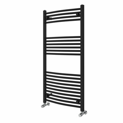 Right Radiators 1200x600 mm Curved Heated Towel Rail Radiator Bathroom Ladder Warmer Black