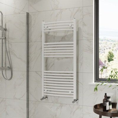 Right Radiators 1200x600 mm Curved Heated Towel Rail Radiator Bathroom Ladder Warmer White