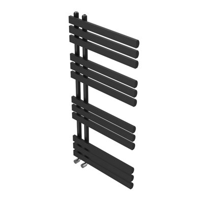 Right Radiators 1200x600 mm Designer D Shape Heated Towel Rail Radiator Bathroom Ladder Warmer Black