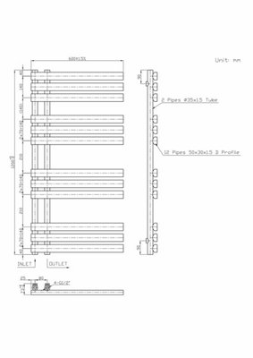 Right Radiators 1200x600 mm Designer D Shape Heated Towel Rail Radiator ...