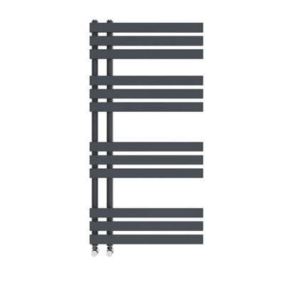 Right Radiators 1200x600 mm Designer D Shape Heated Towel Rail Radiator Bathroom Ladder Warmer Sand Grey