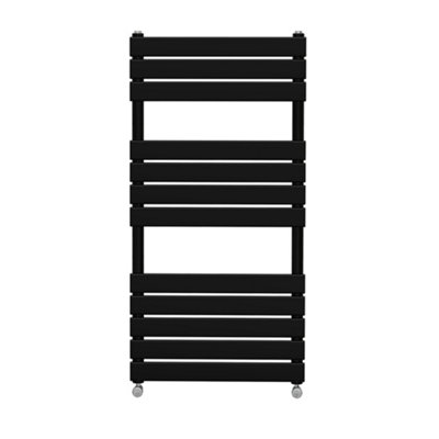 Right Radiators 1200x600 mm Flat Panel Heated Towel Rail Radiator Bathroom Ladder Warmer Black