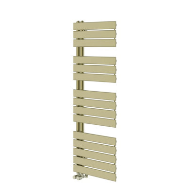 Right Radiators 1380x500 mm Designer Flat Panel Heated Towel Rail Radiator Bathroom Ladder Warmer Brushed Brass