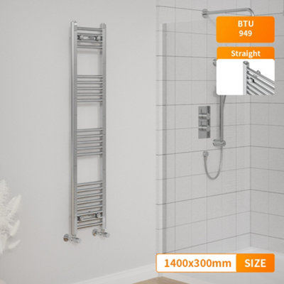 Right Radiators 1400x300 mm Straight Heated Towel Rail Radiator Bathroom Ladder Warmer Chrome