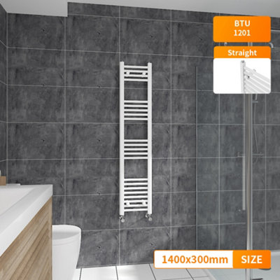 Right Radiators 1400x300 mm Straight Heated Towel Rail Radiator Bathroom Ladder Warmer White