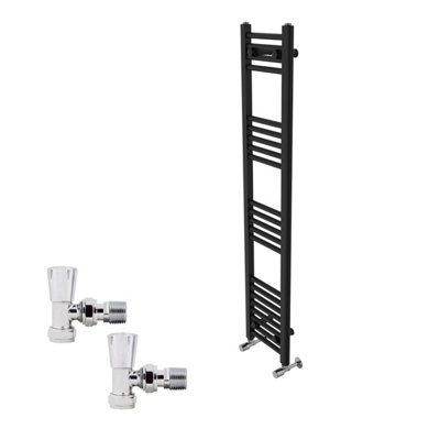Right Radiators 1400x300mm Black Straight Heated Towel Rail Radiator ...