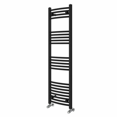 Right Radiators 1400x400 mm Curved Heated Towel Rail Radiator Bathroom Ladder Warmer Black