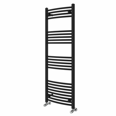 Right Radiators 1400x500 mm Curved Heated Towel Rail Radiator Bathroom Ladder Warmer Black