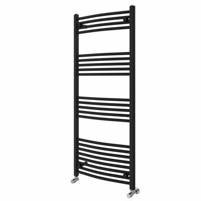 Right Radiators 1400x600 mm Curved Heated Towel Rail Radiator Bathroom Ladder Warmer Black