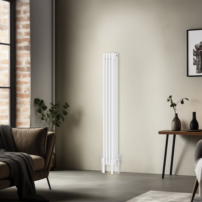 Right Radiators 1500x200 mm Vertical Traditional 4 Column Cast Iron Style Radiator White