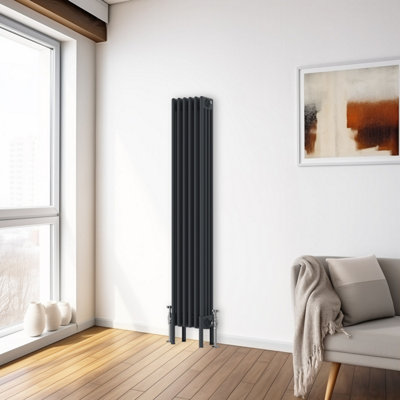 Right Radiators 1500x290 mm Vertical Traditional 4 Column Cast Iron Style Radiator Anthracite