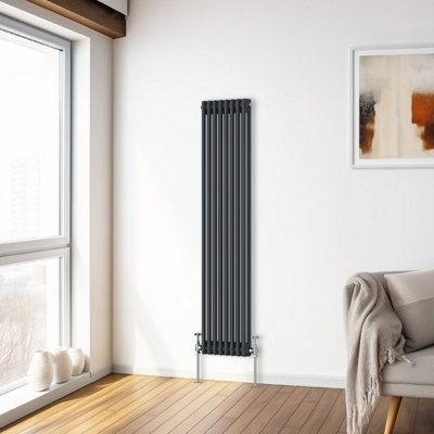 Right Radiators 1500x380 mm Vertical Traditional 2 Column Cast Iron Style Radiator Anthracite