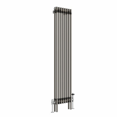 Right Radiators 1500x380 mm Vertical Traditional 2 Column Cast Iron Style Radiator Raw Metal