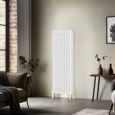 Right Radiators 1500x560 mm Vertical Traditional 4 Column Cast Iron Style Radiator White