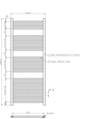 Right Radiators 1500x600 mm Vertical Straight Heated Towel Rail Radiator Ladder Warmer White
