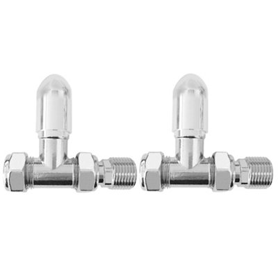 Right Radiators 15mm x 1/2" Chrome Straight Lockshield Valve Towel Rail Radiator Valves Central Heating Taps