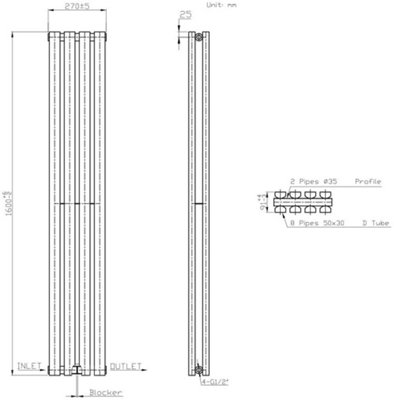 Right Radiators 1600x270 mm Vertical Double D Shape Flat Panel Designer ...