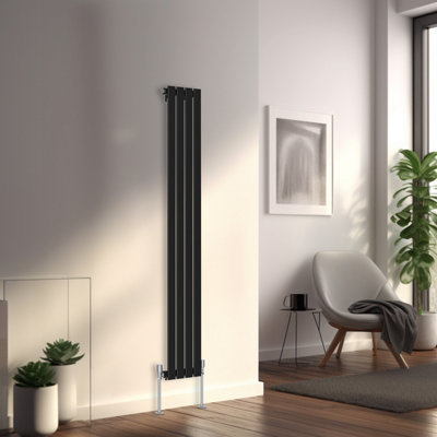 Right Radiators 1600x272 mm Vertical Single Flat Panel Designer Radiator Black