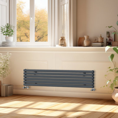 Right Radiators 1600x354 mm Horizontal Vertical Oval Column Radiator Double Panel Rads Anthracite