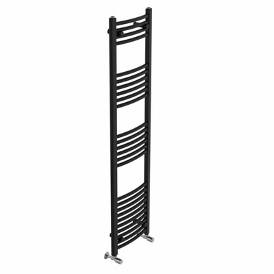 Right Radiators 1600x400 mm Curved Heated Towel Rail Radiator Bathroom Ladder Warmer Black