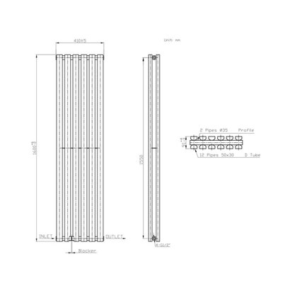 Right Radiators 1600x410 mm Vertical Double D Shape Flat Panel Designer ...
