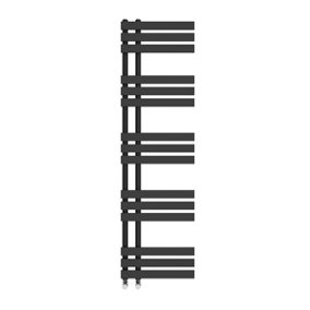 Right Radiators 1600x450 mm Designer D Shape Heated Towel Rail Radiator Bathroom Ladder Warmer Black
