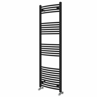 Right Radiators 1600x500 mm Curved Heated Towel Rail Radiator Bathroom Ladder Warmer Black