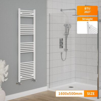 Right Radiators 1600x500 mm Straight Heated Towel Rail Radiator Bathroom Ladder Warmer White