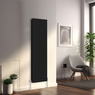 Right Radiators 1600x544 mm Vertical Double Flat Panel Designer Radiator Black