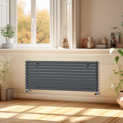 Right Radiators 1600x590 mm Horizontal Vertical Oval Column Radiator Double Panel Rads Anthracite