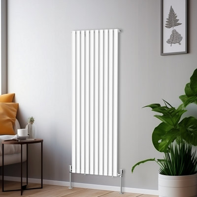 Right Radiators 1600x590mm Vertical Single Oval Column Designer Radiator White