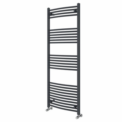 Right Radiators 1600x600 mm Curved Heated Towel Rail Radiator Bathroom Ladder Warmer Anthracite